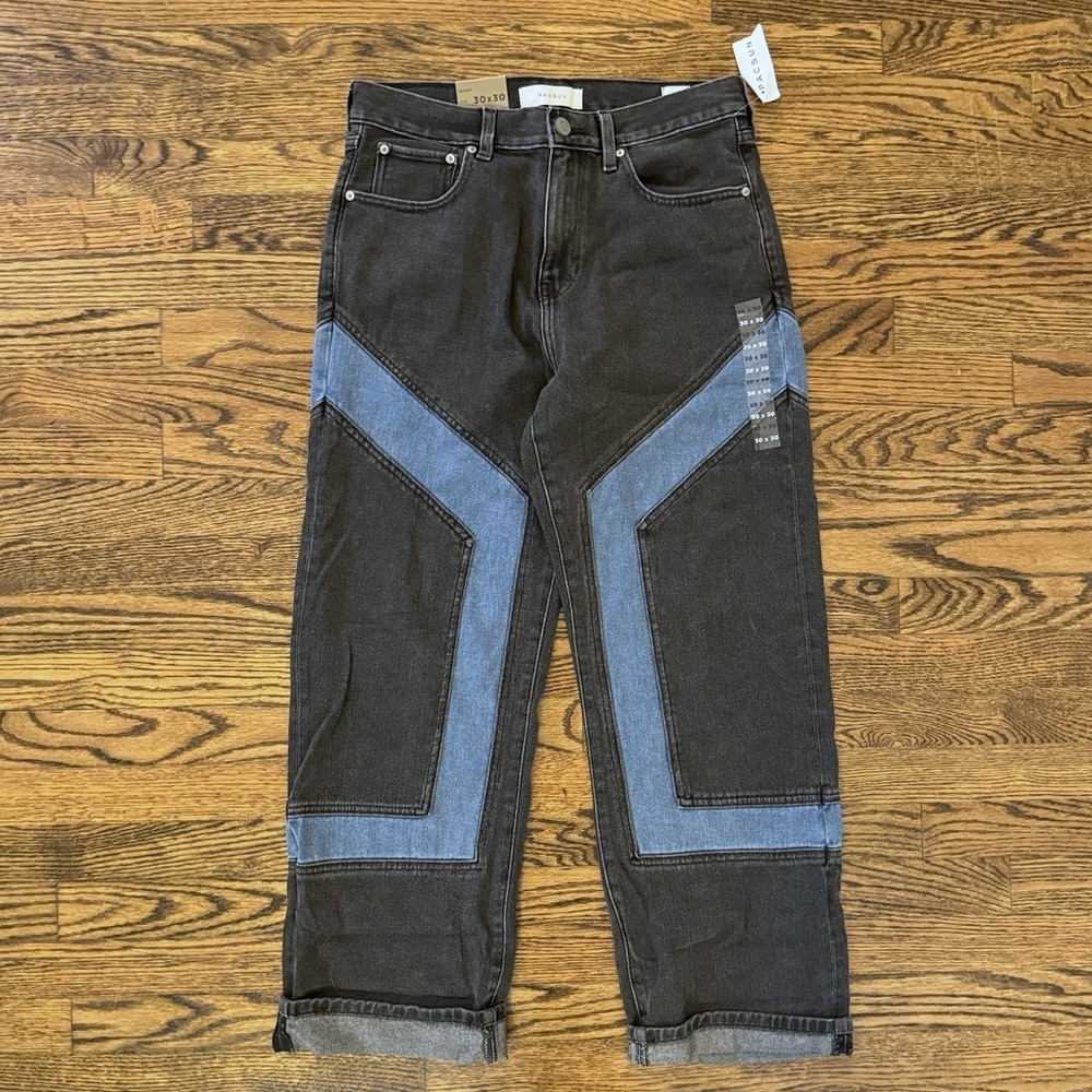 Urban Outfitters NWT Two Tone Black Blue Denim Jeans Pants - 30 X 30